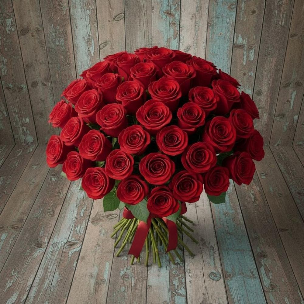 Букет 55 Красных роз Фридом в Губино