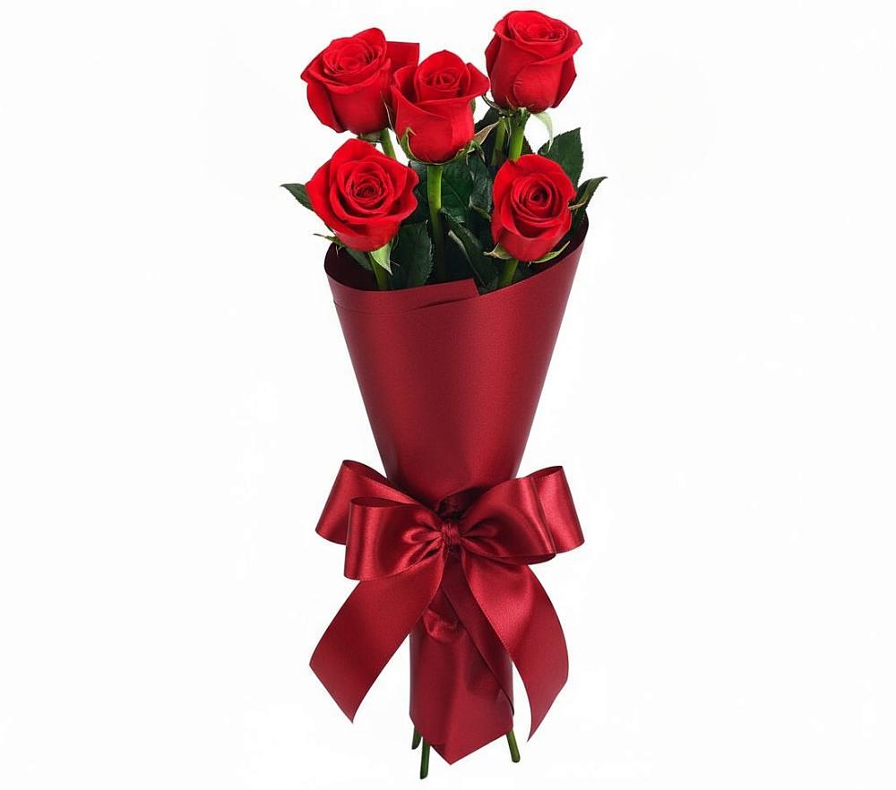 Букет 5 Красных роз Эдлесс Лав в Губино