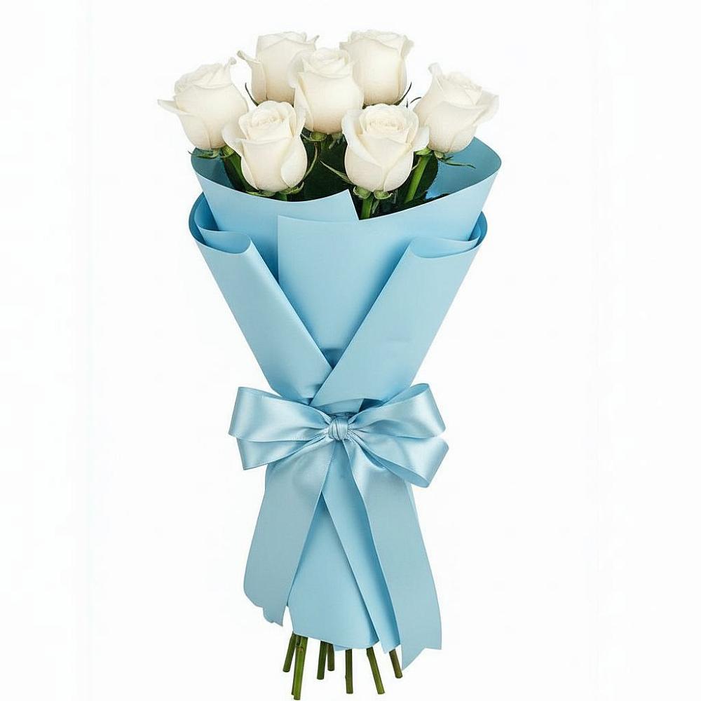 Букет 7 белых роз Проуд в Губино