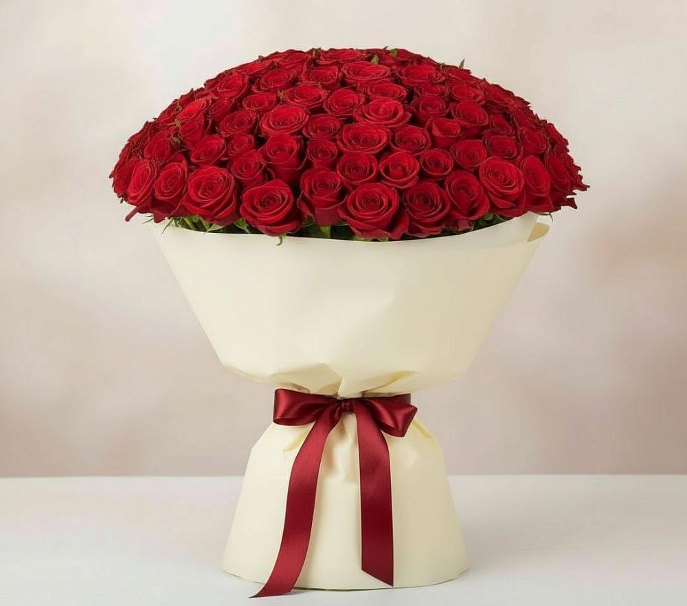 Букет 101 Красная роза Милано в Губино