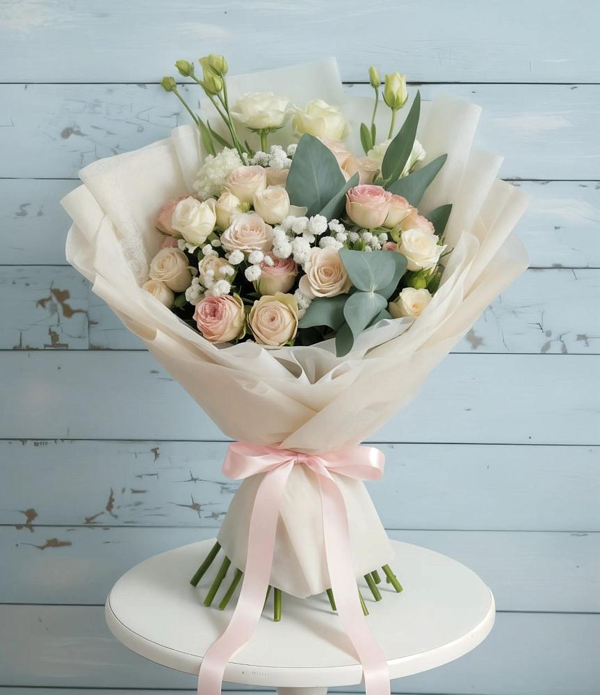 Букет цветов из: Розы и Лизиантусы в Губино