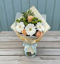 Букет цветов из:  Герберы, Розы и Хризантемы в Губино