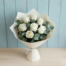 Букет Белые розы в Эвкалипте #REPLACE_PRED# Губино