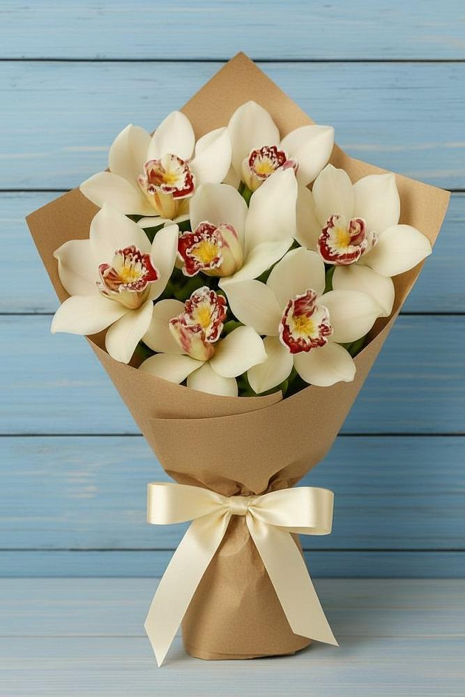 Букет цветов из: Орхидеи и Розы в Губино